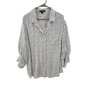 Velvet Heart Women's Blouse Pullover Long Sleeve  Collard White Black Size 3X